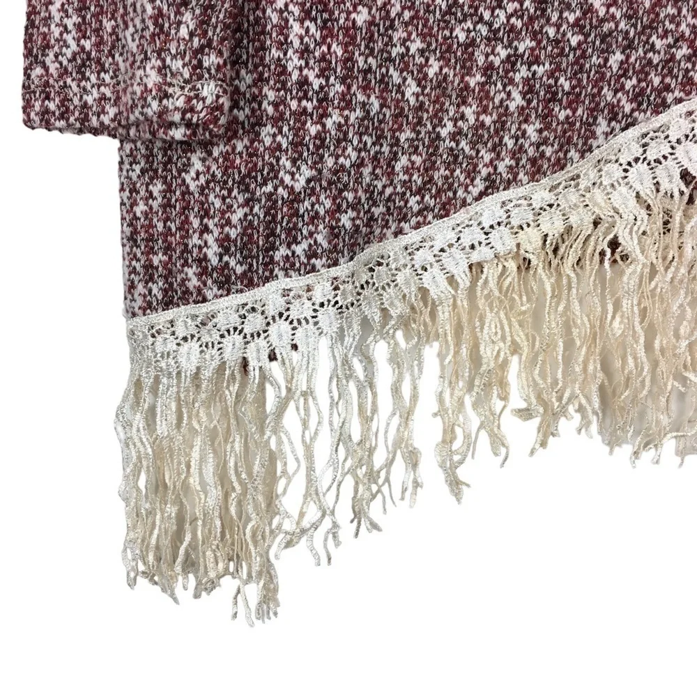 ONLY NINE Woman Top Sweater Blouse Woven Fringe Asymmetrical Trim Scoop Neck 2X - Picture 5 of 9